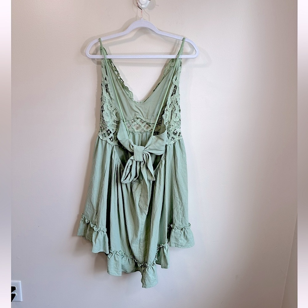 NWT Lace and Ruffled Slip Mini Sundress in Sage Green Size 2X - Picture 6 of 11